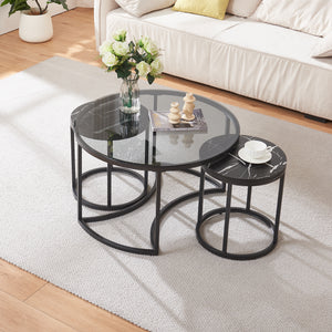 Set de 2 tables basses Kokkola rondes gigognes en verre [en.casa]