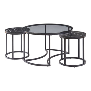 Set de 2 tables basses Kokkola rondes gigognes en verre [en.casa]