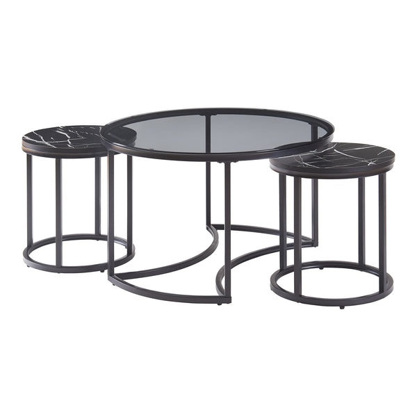 Set de 2 tables basses Kokkola rondes gigognes en verre [en.casa]