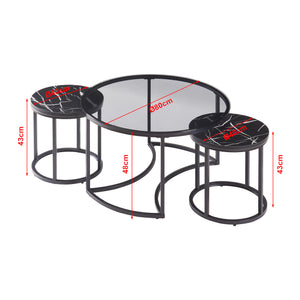 Set de 2 tables basses Kokkola rondes gigognes en verre [en.casa]