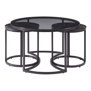 Set de 2 tables basses Kokkola rondes gigognes en verre [en.casa]