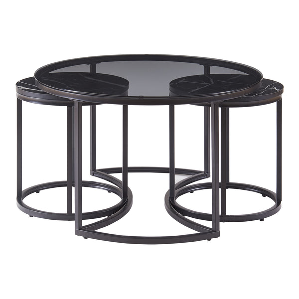 Set de 2 tables basses Kokkola rondes gigognes en verre [en.casa]