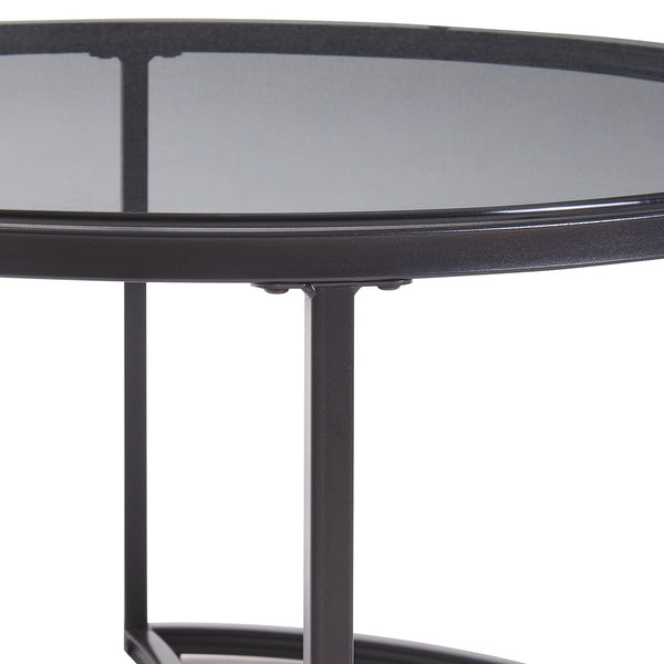 Set de 2 tables basses Kokkola rondes gigognes en verre [en.casa]
