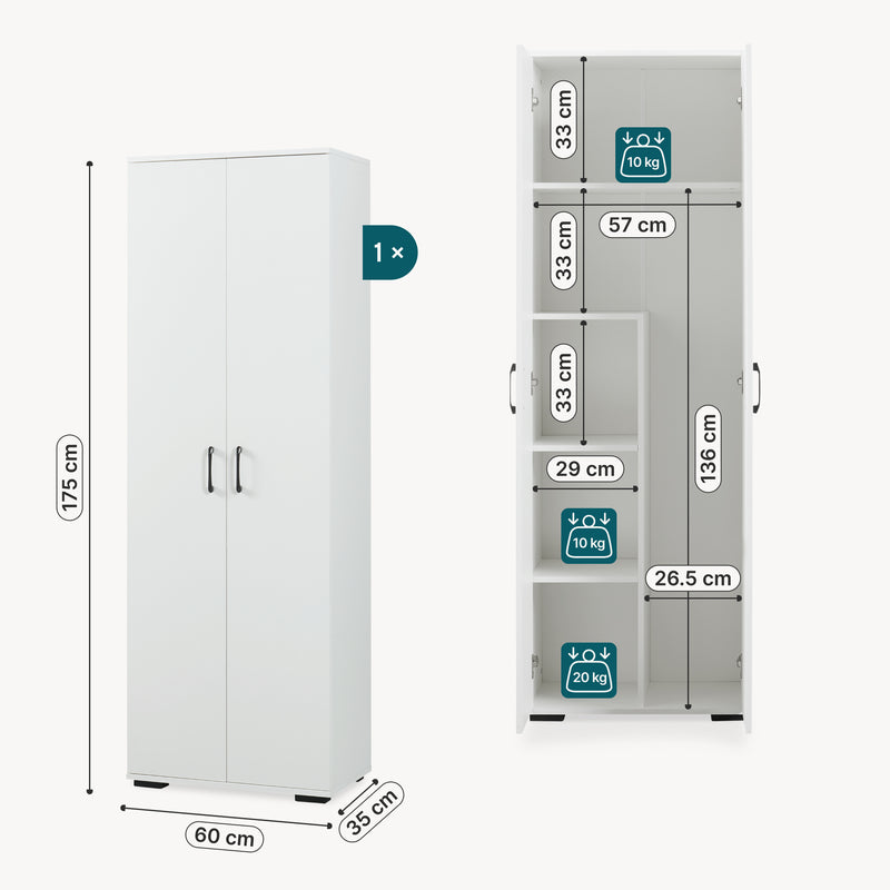 Croquis coté Armoire polyvalente Chalvefted [en.casa]