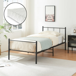 Lit en métal avec matelas en mousse froide Laos noir [en.casa] - premiumXL