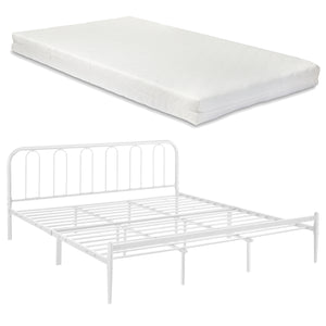 Cadre de Lit en Métal Hanko avec Matelas Blanc Mat [en.casa] [neu.haus]