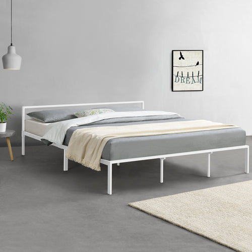 Cadre de Lit Imatra en Métal Plusieurs tailles Blanc Mat [en.casa]