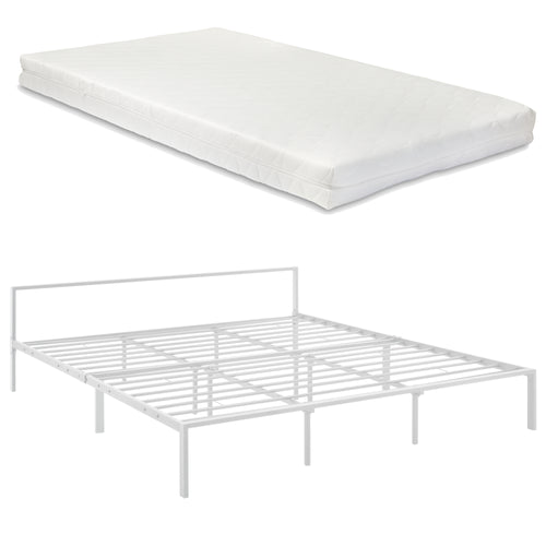 Lit en métal Imatra avec matelas en différentes tailles Blanc en.casa