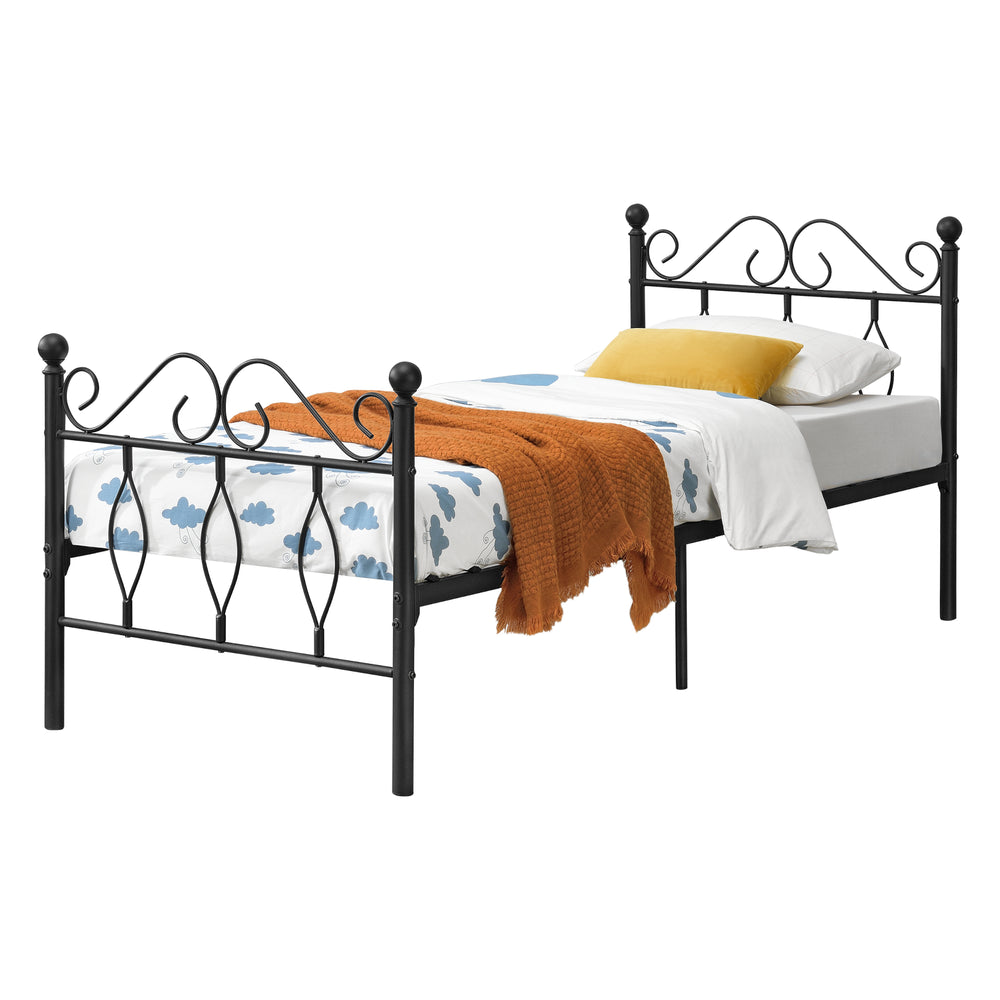 Cadre de Lit Apolda en Métal Plusiers tailles Noir Mat [en.casa]