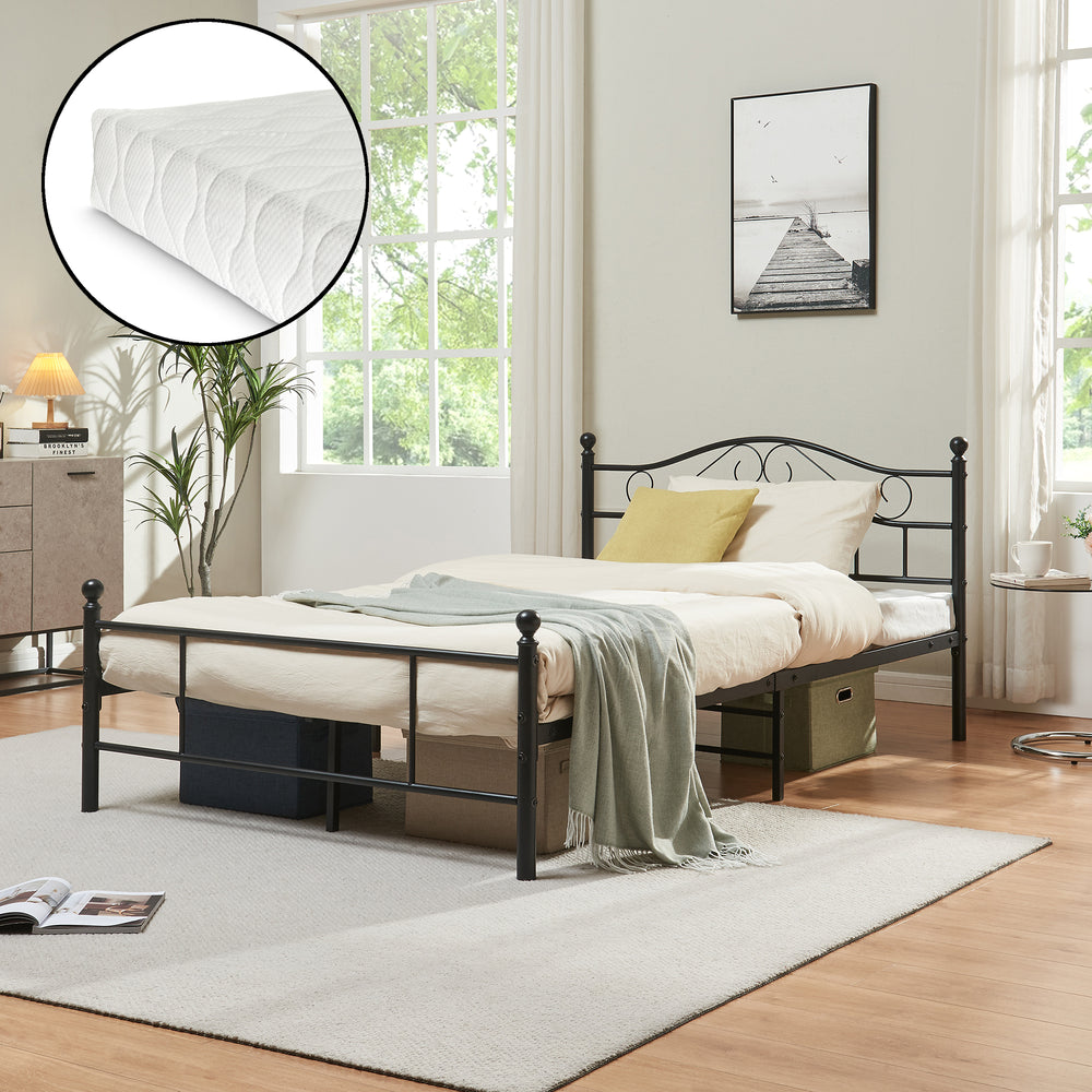 Lit en métal Florenz 120x200 cm avec/sans matelas en mousse froide diff. couleurs [en.casa] - premiumXL