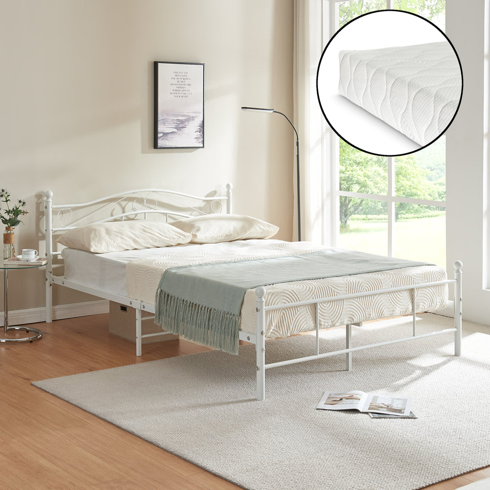 Lit en métal Florenz avec matelas [en.casa] - premiumXL