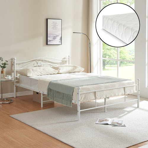 Lit en métal Florenz avec matelas [en.casa] - premiumXL