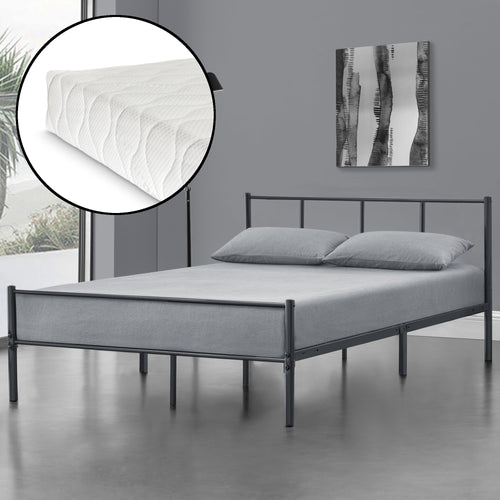 Cadre de Lit avec Matelas Laos Plusieurs tailles et couleures [en.casa] [neu.haus]