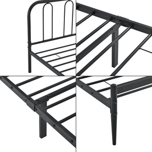 Cadre de Lit Hanko Acier Laqué Plusieurs tailles Noir Mat [en.casa]