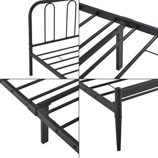 Cadre de Lit Hanko Acier Laqué Plusieurs tailles Noir Mat [en.casa]