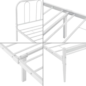 Lit en métal Hanko en différentes tailles Blanc en.casa