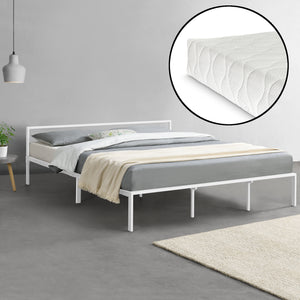 Lit en métal Imatra avec matelas en différentes tailles Blanc en.casa