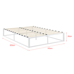 Cadre de Lit Métallique avec Sommier à Lattes Acier Revêtu par Poudre Blanc Gris Foncé Noir Plusieurs Tailles [en.casa] 