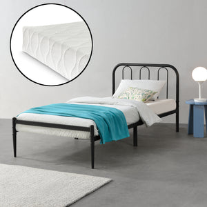 Cadre de Lit avec Matelas Hanko Plusieurs tailles Noir Mat [en.casa][neu.haus]
