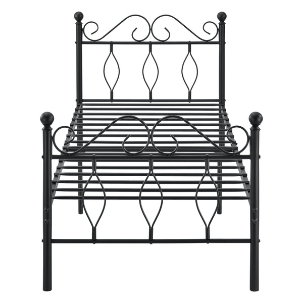 Cadre de Lit Apolda en Métal Plusiers tailles Noir Mat [en.casa]