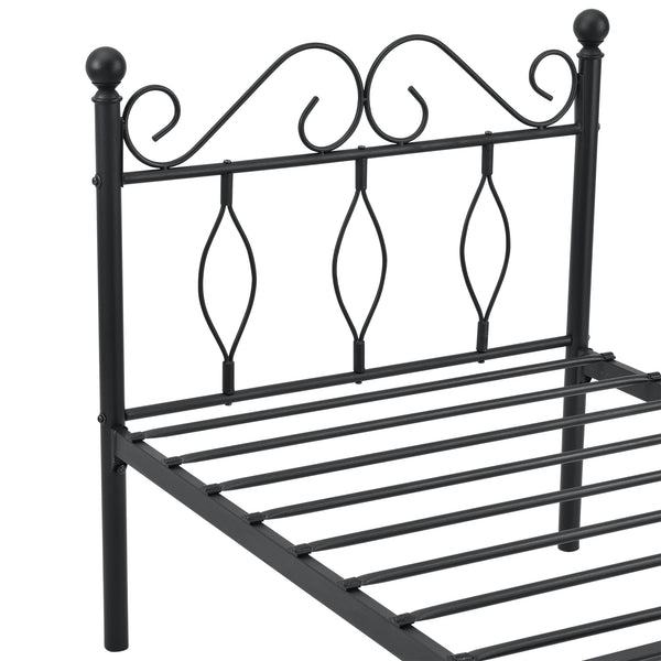 Cadre de Lit Apolda en Métal Plusiers tailles Noir Mat [en.casa]