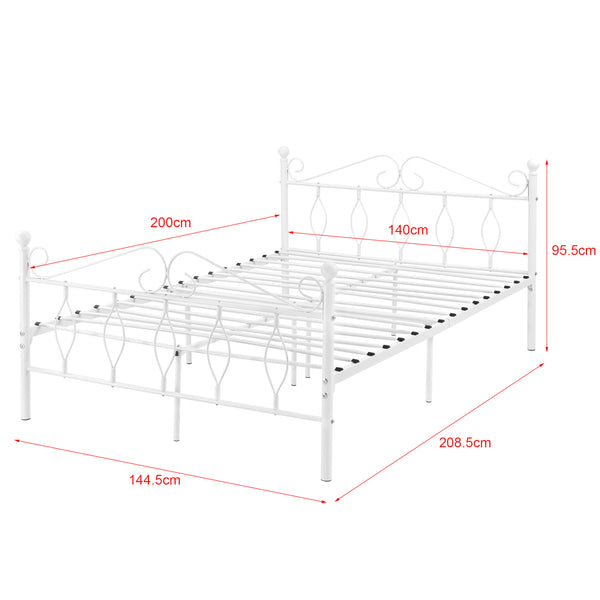Lit en métal Apolda jusqu'à 300 kg différentes tailles Blanc [en.casa]