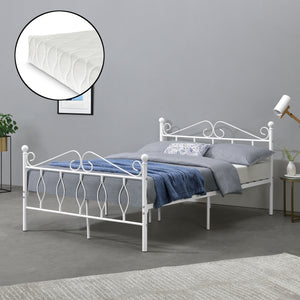 Cadre de Lit Apolda en Métal Matelas Plusieurs tailles Blanc Mat [en.casa][neu.haus]