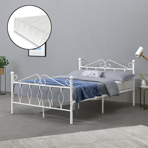 Cadre de Lit Apolda en Métal Matelas Plusieurs tailles Blanc Mat [en.casa][neu.haus]