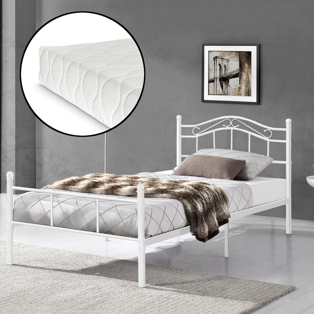 Lit en métal Florenz 120x200 cm avec/sans matelas en mousse froide diff. couleurs [en.casa] - premiumXL