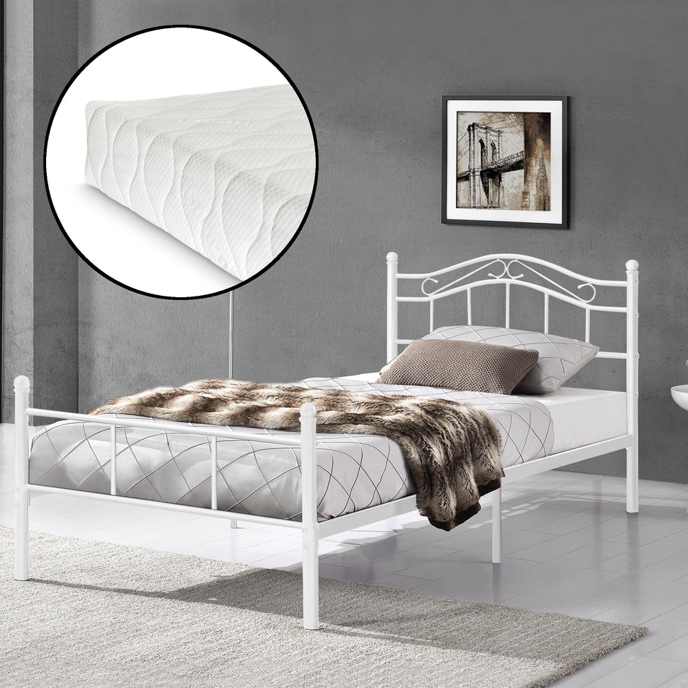 Lit en métal Florenz 120x200 cm avec/sans matelas en mousse froide diff. couleurs [en.casa] - premiumXL