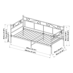 Lit en métal Granada avec matelas 90x200 cm acier [en.casa]