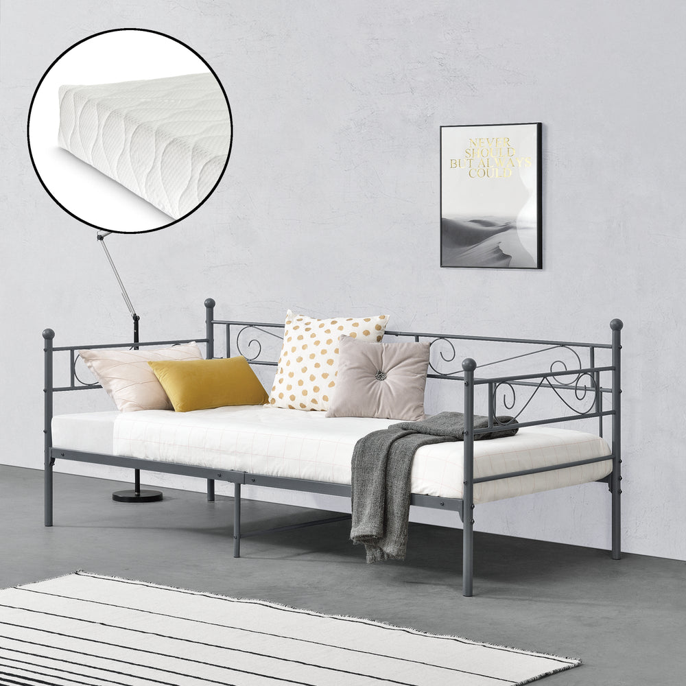 Lit en métal Kerava 90x200 cm avec matelas en mousse froide, différentes couleurs en.casa - premiumXL