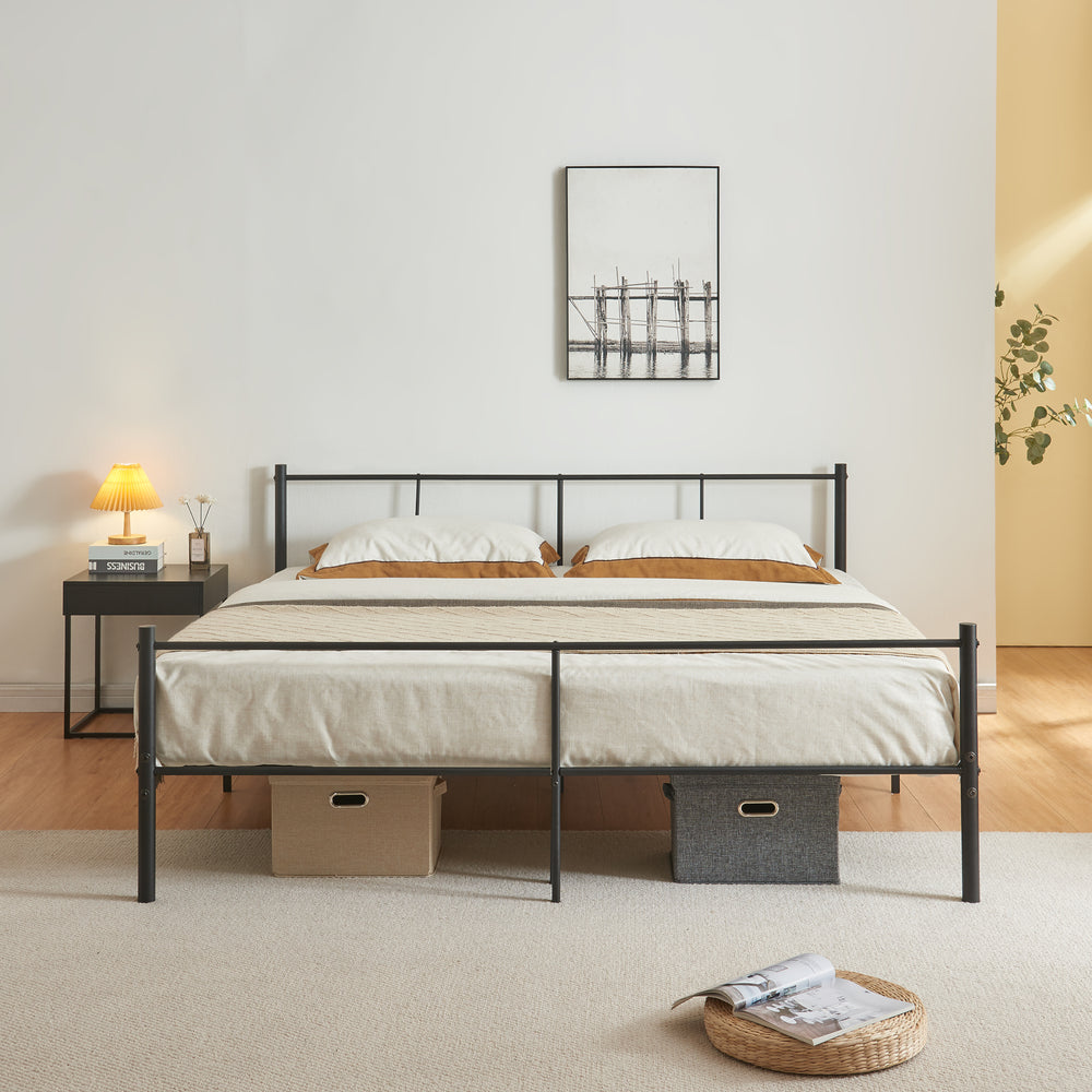 Lit en métal Laos avec matelas noir [en.casa] - premiumXL