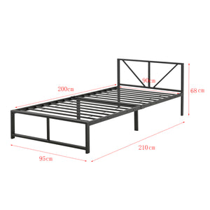 Cadre de Lit Simple Meran Métal Matelas Noir [neu.haus] [en.casa]
