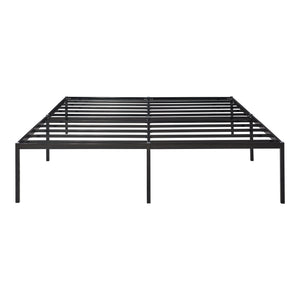 Lit en métal Vårdö avec matelas acier noir [en.casa]