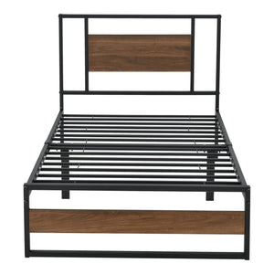 Cadre de Lit Villach Matelas Plusieurs tailles Noir Mat Effet Noyer [en.casa]