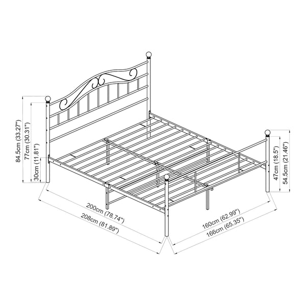 Cadre De Lit Double Florenz avec matelas Plusieurs tailles et couleurs [en.casa]