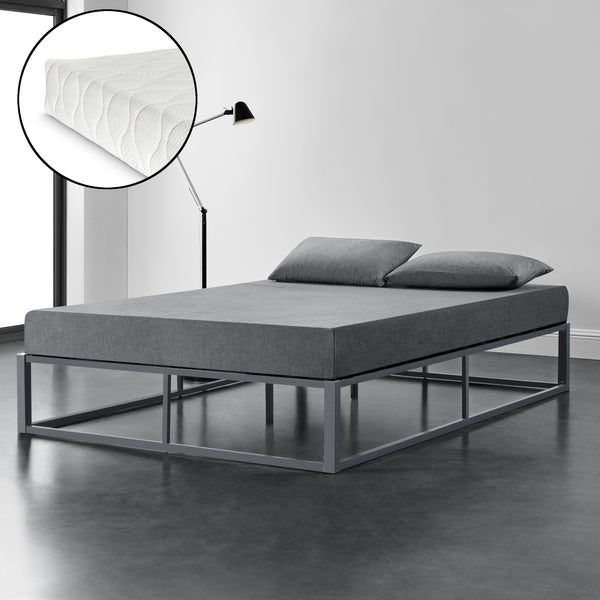 Lit en métal Kreta avec matelas en mousse froide en différentes couleurs et tailles [en.casa]