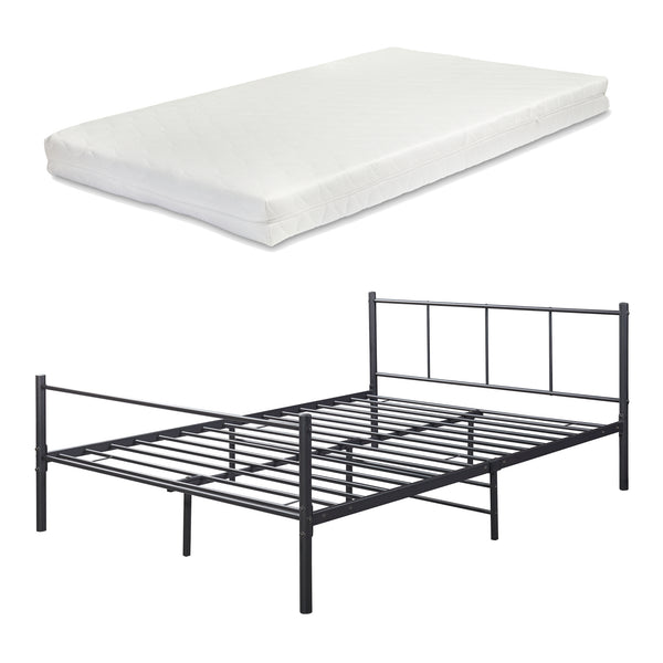 Lit en métal avec matelas en mousse froide Laos Noir [en.casa]