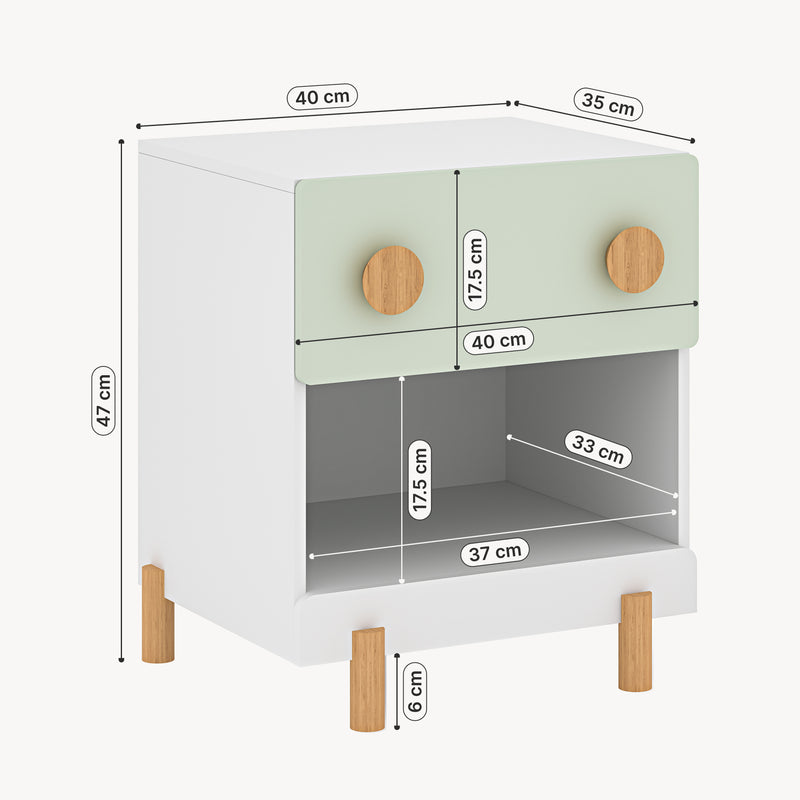 Croquis coté Table de chevet pour enfants Vaarentaa [en.casa]
