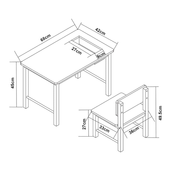 Bureau d'enfant avec chaise Skjåk [en.casa]