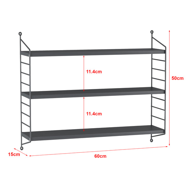 Étagère murale Strängnäs à 3 niveaux modulables 50 x 60 x 15 cm [en.casa]