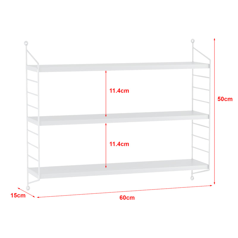 Croquis coté Étagère murale Strängnäs à 3 niveaux modulables 50 x 60 x 15 cm [en.casa]