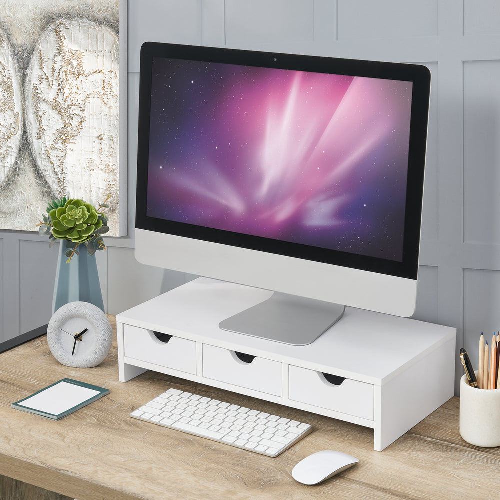 Support d'écran Ruovesi 12x51x25cm blanc [en.casa] - premiumXL