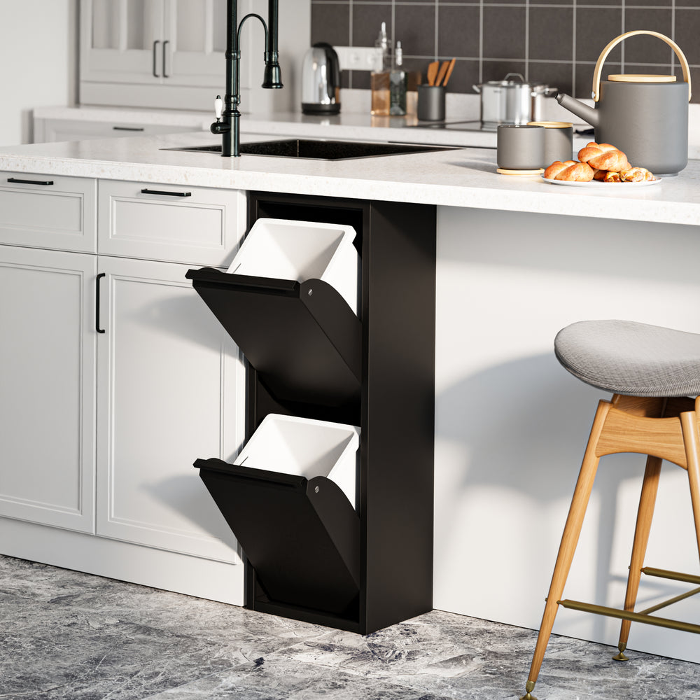 Relaxdays Poubelle de cuisine encastrable à 2 compartiments - Pour meuble bas - Plastique (ABS, PP) - Métal - Gris - 34,6 x 34 x 51,8 cm Relaxdays Poubelle de cuisine encastrable à 2 compartiments - Pour meuble bas - Plastique (ABS, PP) - Métal - Gris - 34,6 x 34 x 51,8 cm