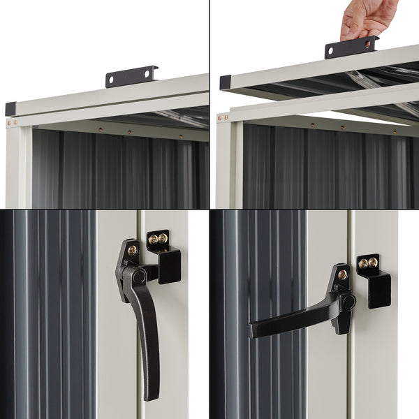 Boîte à poubelles Tarbek pour 1/2/3/4 poubelles en acier galvanisé anthracite en différentes tailles [en.casa]