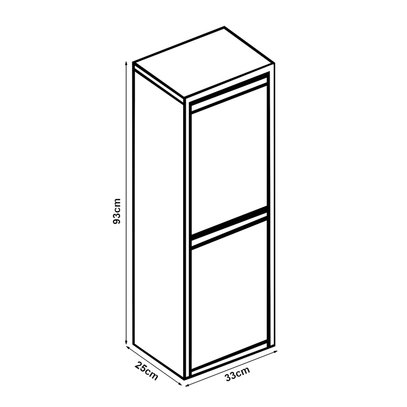 Croquis coté Poubelle de recyclage murale Sollentuna 2 x 14l [en.casa]