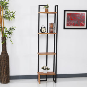 Étagère Bjergsted à 4 niveaux 150x36x21 cm effet noyer/noir [en.casa]