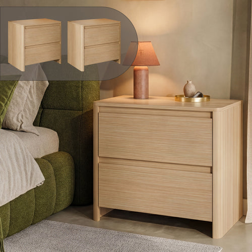 Lot de 2 tables de chevet Takranmaa 54 x 60 x 40 cm effet chêne [en.casa]