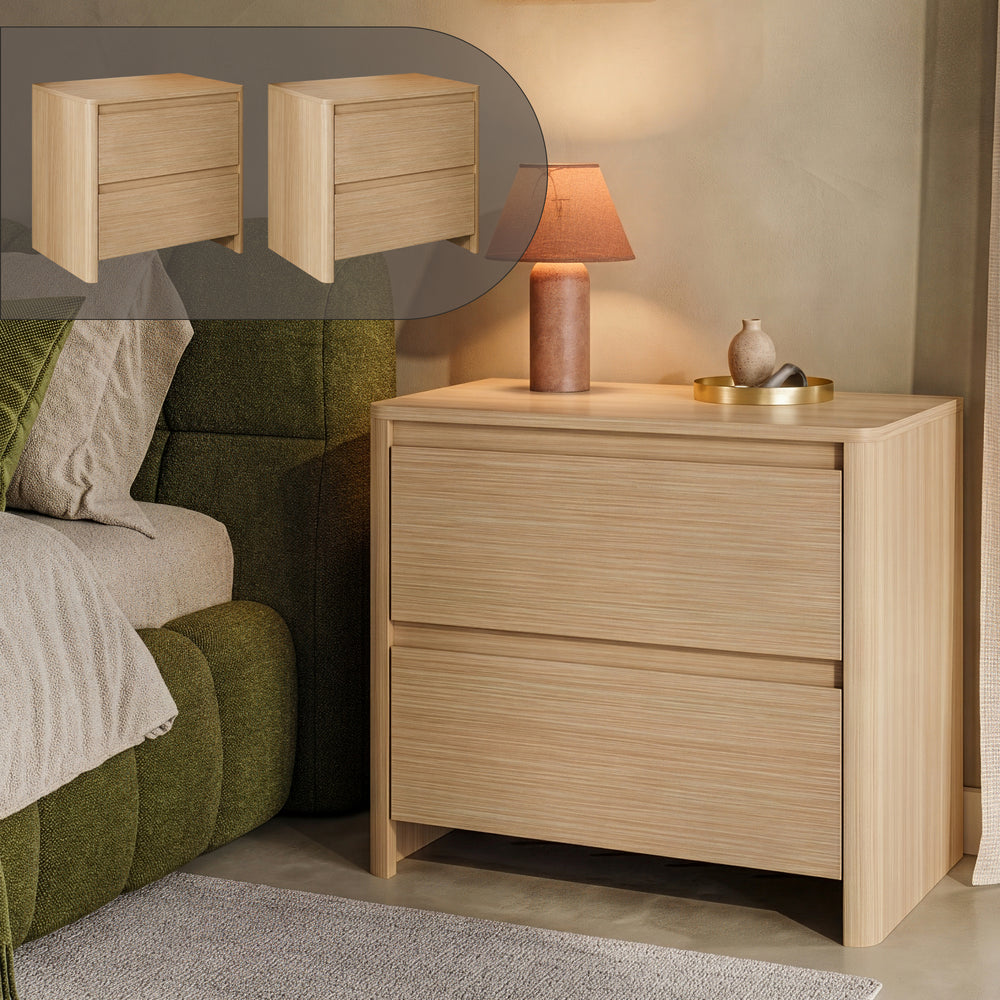 Lot de 2 tables de chevet Takranmaa 54 x 60 x 40 cm effet chêne [en.casa]